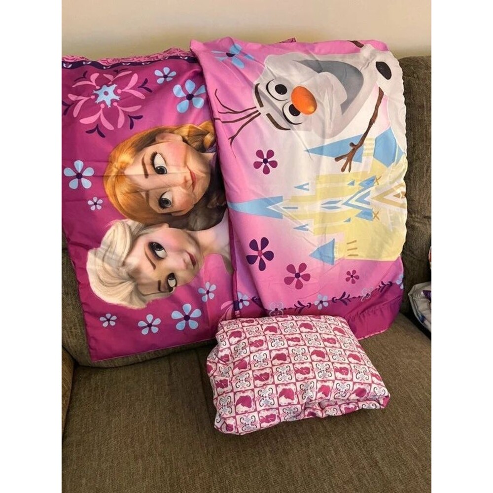 Disney Frozen Florals Full Size Sheet Set 3pc Anna Elsa Olaf No Flat Sheet